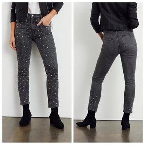 Pilcro Ultra High-Rise Beaded Straight Jeans